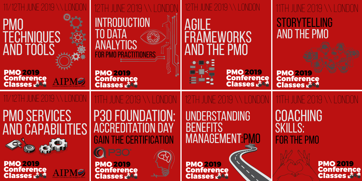 P3O, Techniques, Stories, Services, Benefits, Coaching, Agile and Data – PMO Conference Classes
